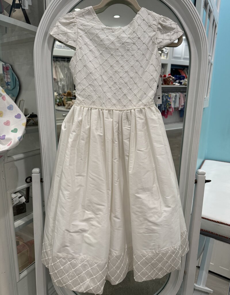 SUSANNE LIVELY SILK BEADED PINTUCK DRESS W/SLV