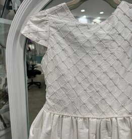 SUSANNE LIVELY SILK BEADED PINTUCK DRESS W/SLV