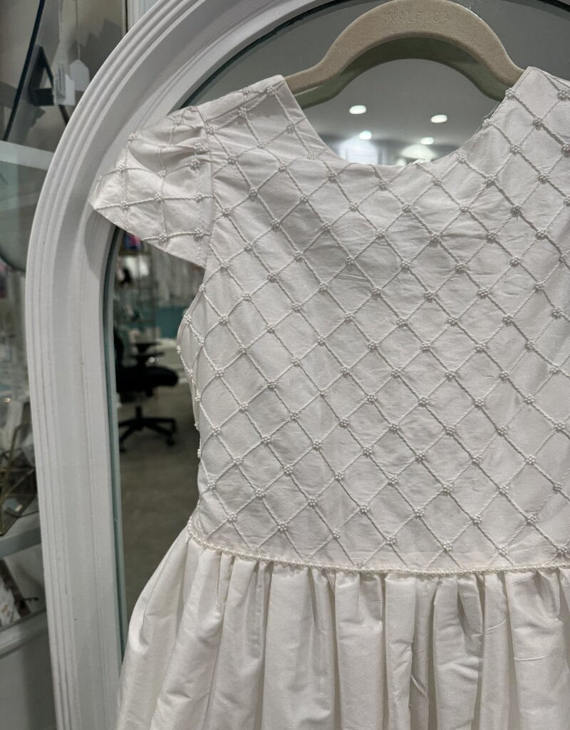 SUSANNE LIVELY SILK BEADED PINTUCK DRESS W/SLV