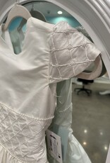 SUSANNE LIVELY DUPIONI SILK DRESS W/BEADED PIN TUCK HALF SLV & WAIST