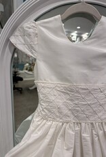 SUSANNE LIVELY DUPIONI SILK DRESS W/BEADED PIN TUCK HALF SLV & WAIST