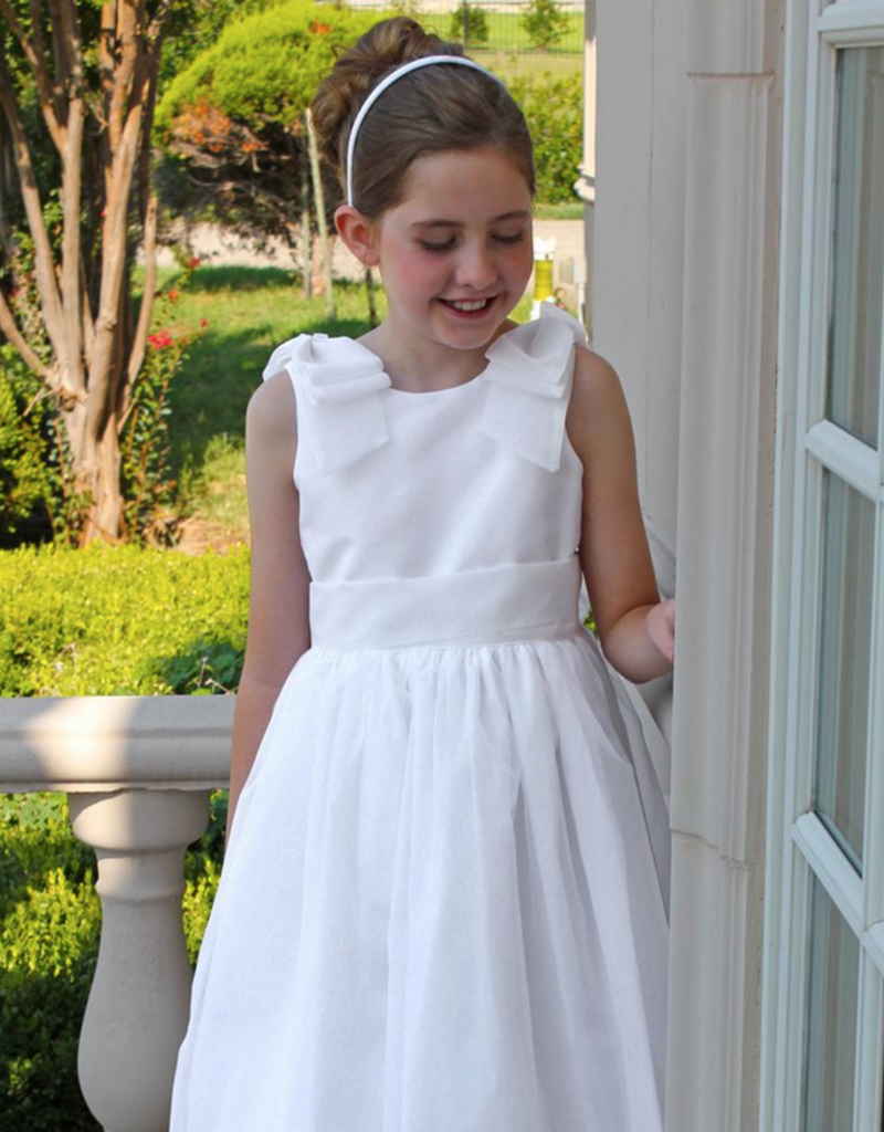 SUSANNE LIVELY SILK ORGANZA DRESS W/SILK BOWS