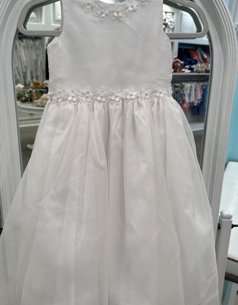 SUSANNE LIVELY SILK ORGANZA DRESS W/FLORAL TRIM