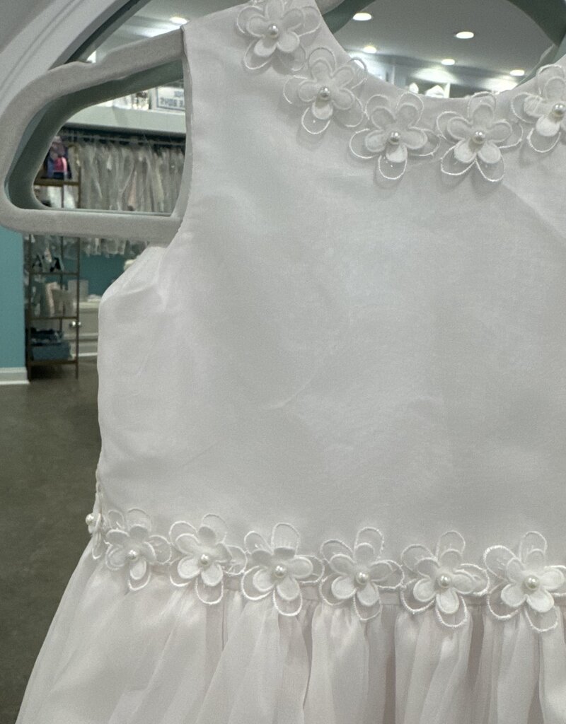 SUSANNE LIVELY SILK ORGANZA DRESS W/FLORAL TRIM