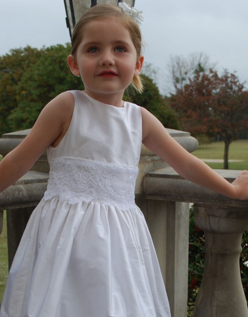 SUSANNE LIVELY TAFFETA DRESS W/LACE ON WAIST & HEM