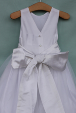 SUSANNE LIVELY SOLID TAFFETA BODICE W/TULLE SKIRT & FLOWER DRESS