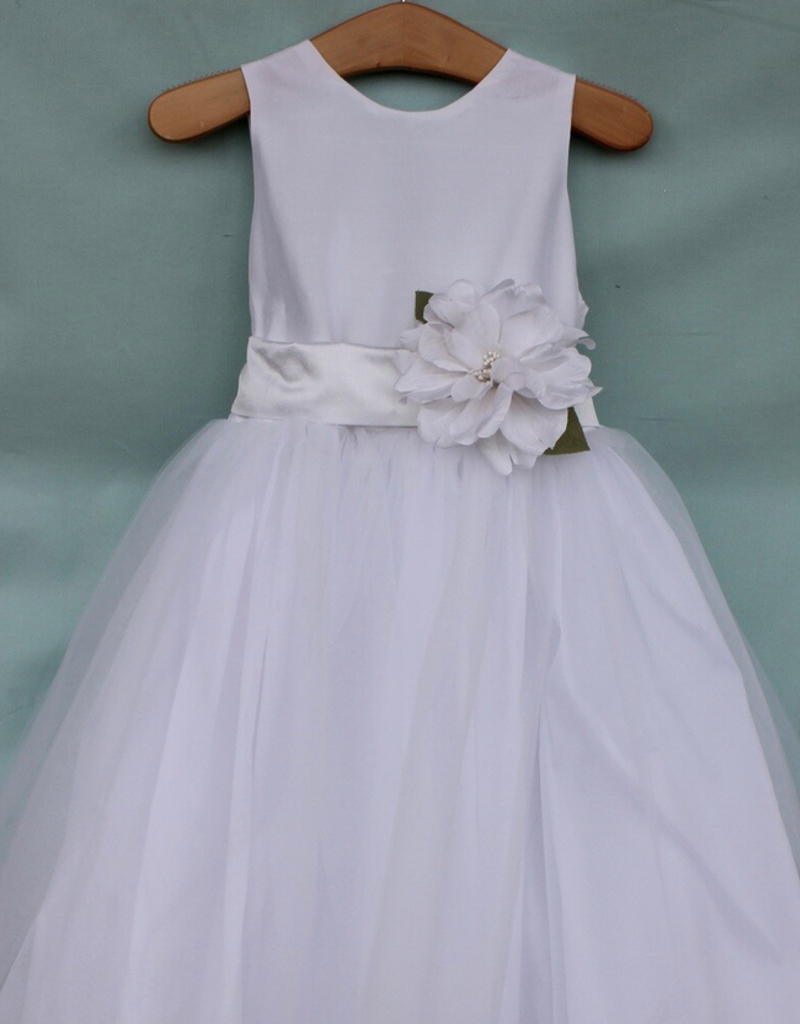 SUSANNE LIVELY SOLID TAFFETA BODICE W/TULLE SKIRT & FLOWER DRESS