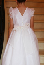 SUSANNE LIVELY SILK ORGANZA DRESS W/FLUTTER SLV W/FLOWER