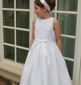 SUSANNE LIVELY LACE OVERLAY TAFFETA DRESS