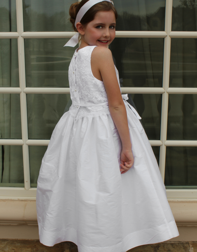 SUSANNE LIVELY LACE OVERLAY TAFFETA DRESS