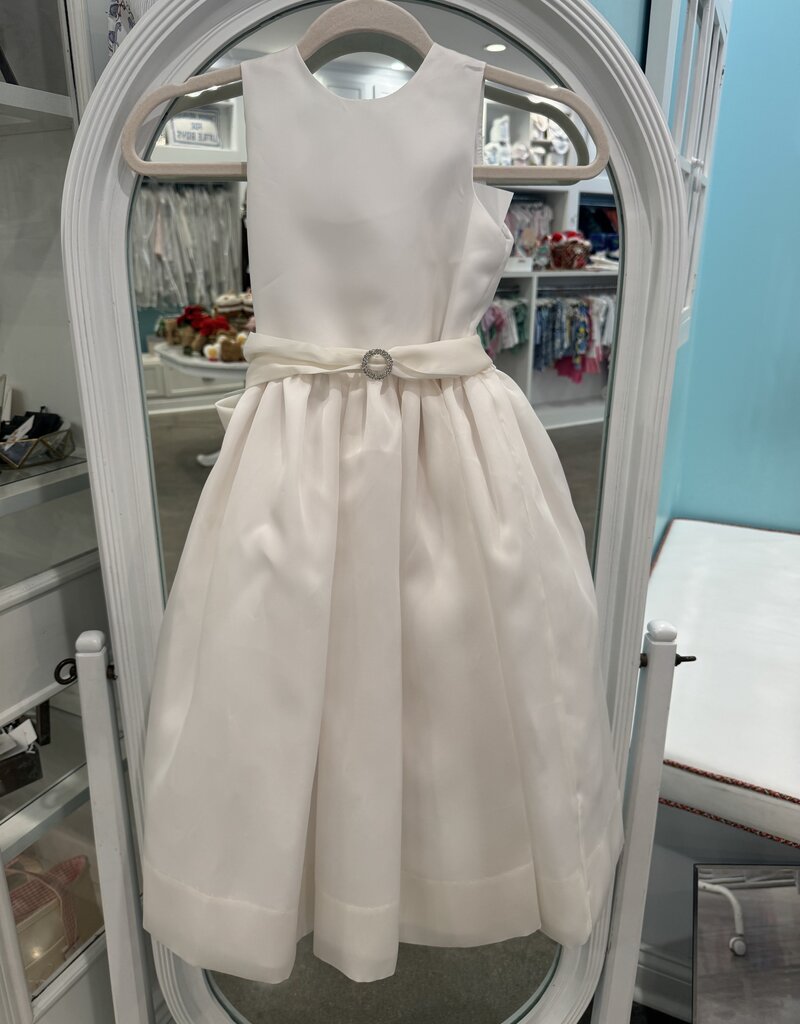 SUSANNE LIVELY SATIN SILK ORGANZA DRESS W/BUCKLE