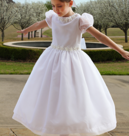 SUSANNE LIVELY SILK ORGANZA DRESS W/FLORAL TRIM