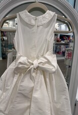 SUSANNE LIVELY DUPIONI SILK DRESS W/BEADED PETER PAN COLLAR