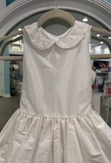 SUSANNE LIVELY DUPIONI SILK DRESS W/BEADED PETER PAN COLLAR