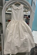 SUSANNE LIVELY DUPIONI SILK DRESS W/BEADED PETER PAN COLLAR