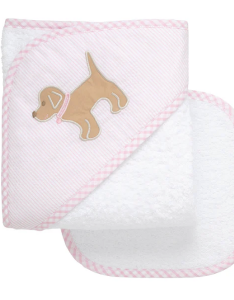 3 MARTHAS PINK EVERYKID PUPPY TOWEL W/WASHCLOTH