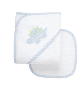 3 MARTHAS BLUE EVERYKID DINO TOWEL W/WASHCLOTH