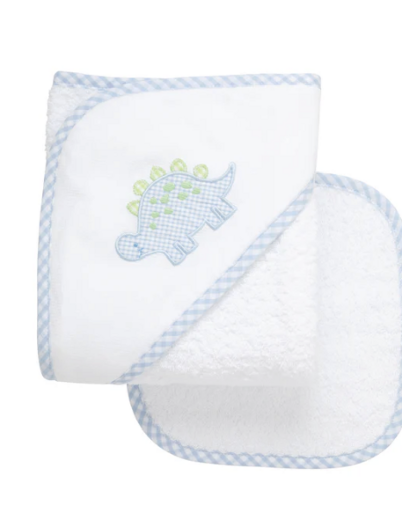 3 MARTHAS BLUE EVERYKID DINO TOWEL W/WASHCLOTH