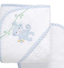 3 MARTHAS BLUE EVERYKID MONKEY TOWEL W/WASHCLOTH