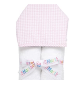 3 MARTHAS PINK FABRIC EVERYKID SEERSUCKER BIG CHECK TOWEL