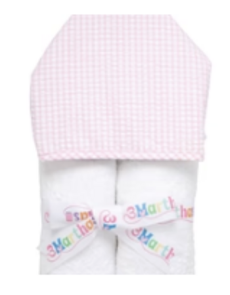 3 MARTHAS PINK FABRIC EVERYKID SEERSUCKER BIG CHECK TOWEL