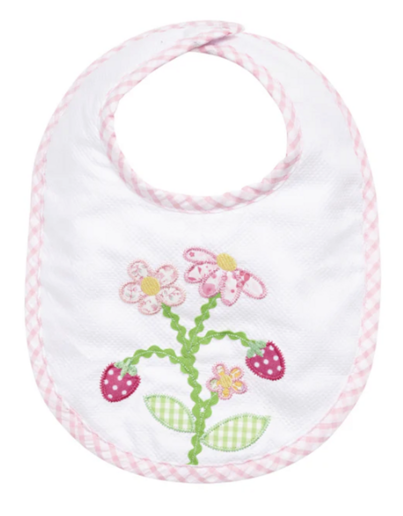 3 MARTHAS STRAWBERRY APPIQUE VELCRO BIB