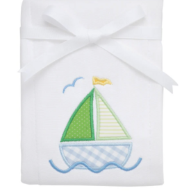 3 MARTHAS SAILBOAT APPLIQUE BURP PAD