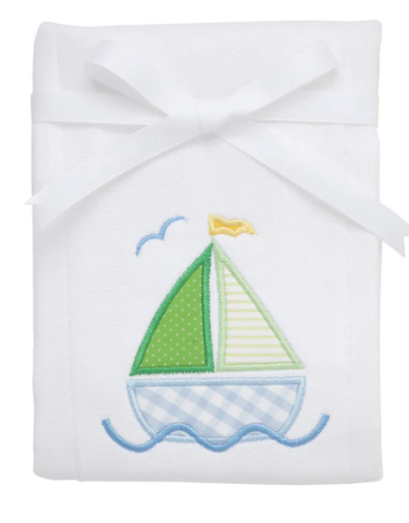 3 MARTHAS SAILBOAT APPLIQUE BURP PAD