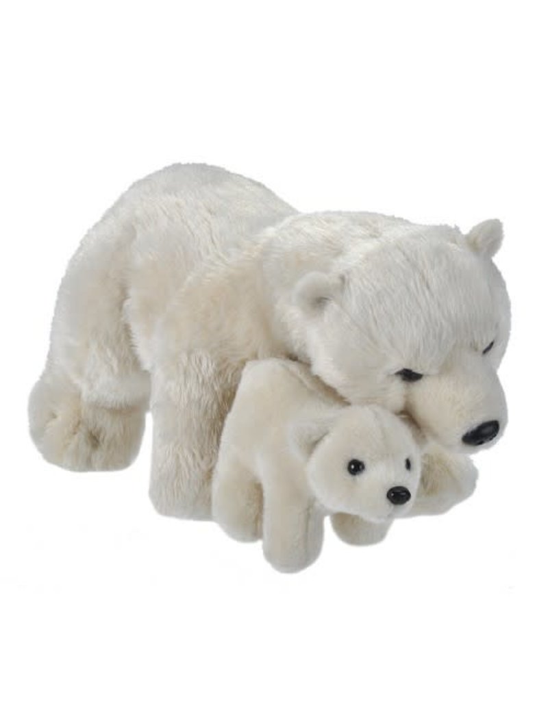 Wild Republic Plush Mom and Baby Polar Bear (12")