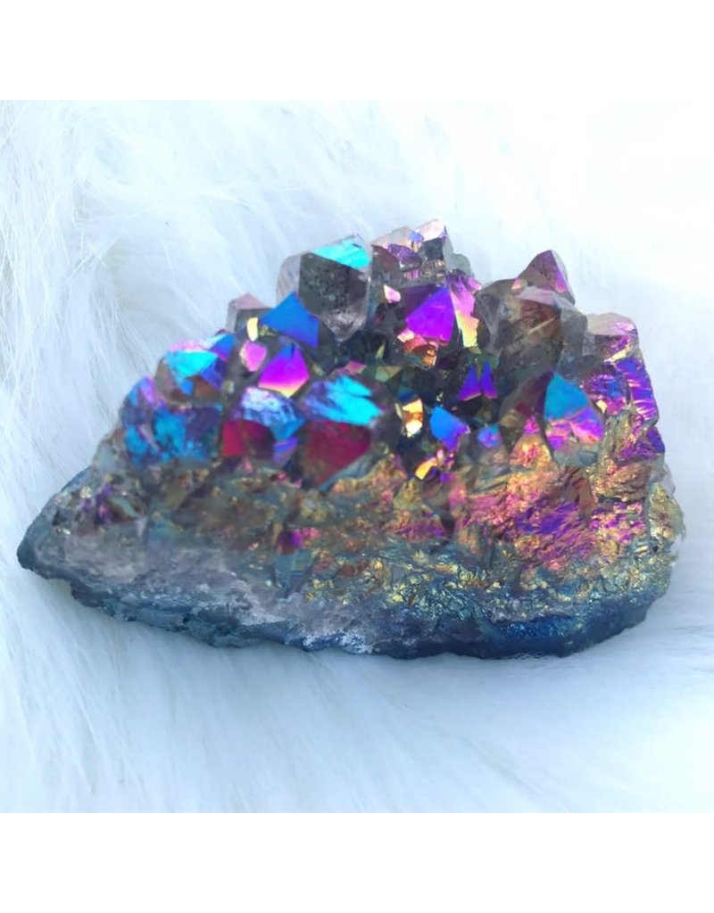 Squire Boone Village Rock/Mineral - Amethyst Druse, Titanium Ionized (Sizes and Colors Vary; Sold Individually)