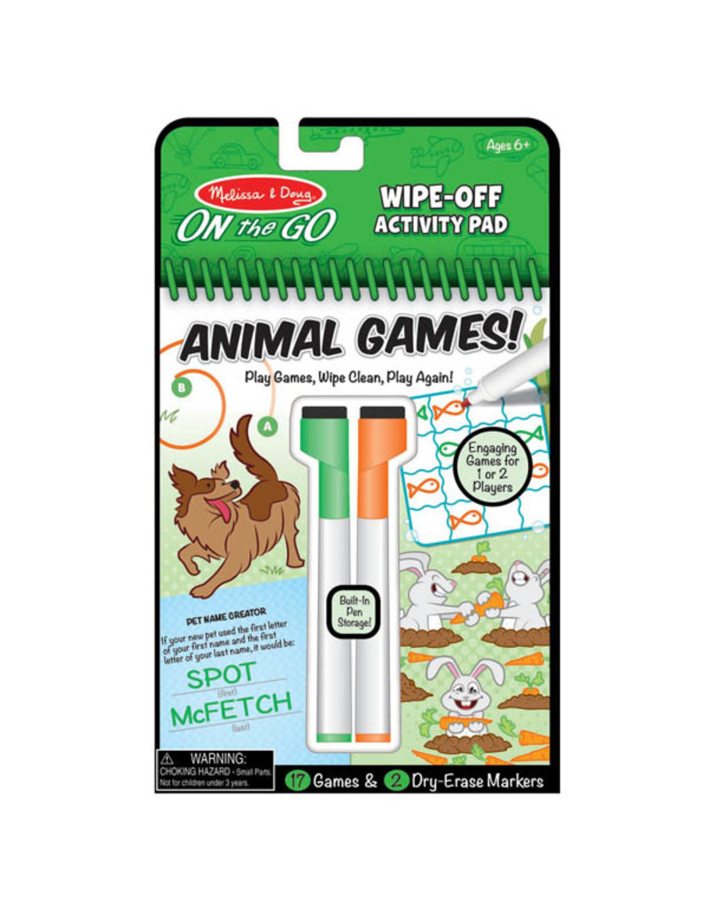 Melissa & Doug Art Supplies On-the-Go Animal Games! Wipe-Off Activity Pad