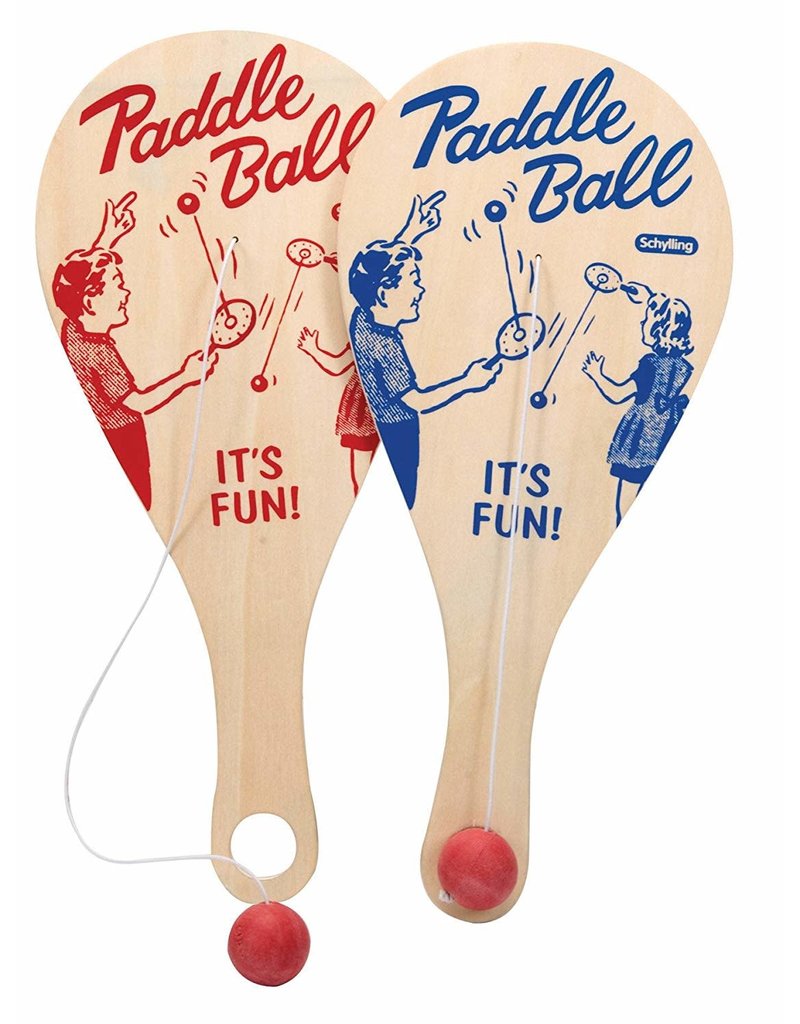 Schylling Toys Game Classic Wooden Paddle Ball (Colors Vary; Sold Individually)