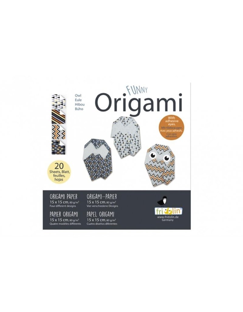 Fridolin Art Supplies Funny Origami Owl (20 Sheets Per Pack; 15 cm x 15 cm)