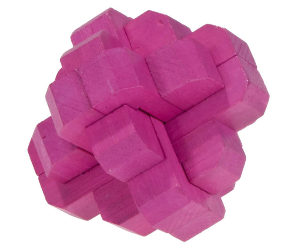 Brainteaser IQ Test Bamboo Puzzle - Magenta Round Knot