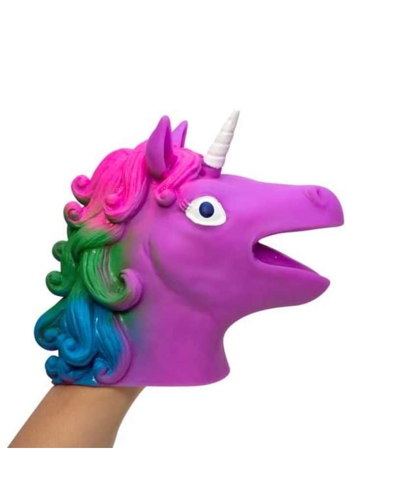 Schylling Toys Novelty Plastic Stretchy Hand Puppet Unicorn
