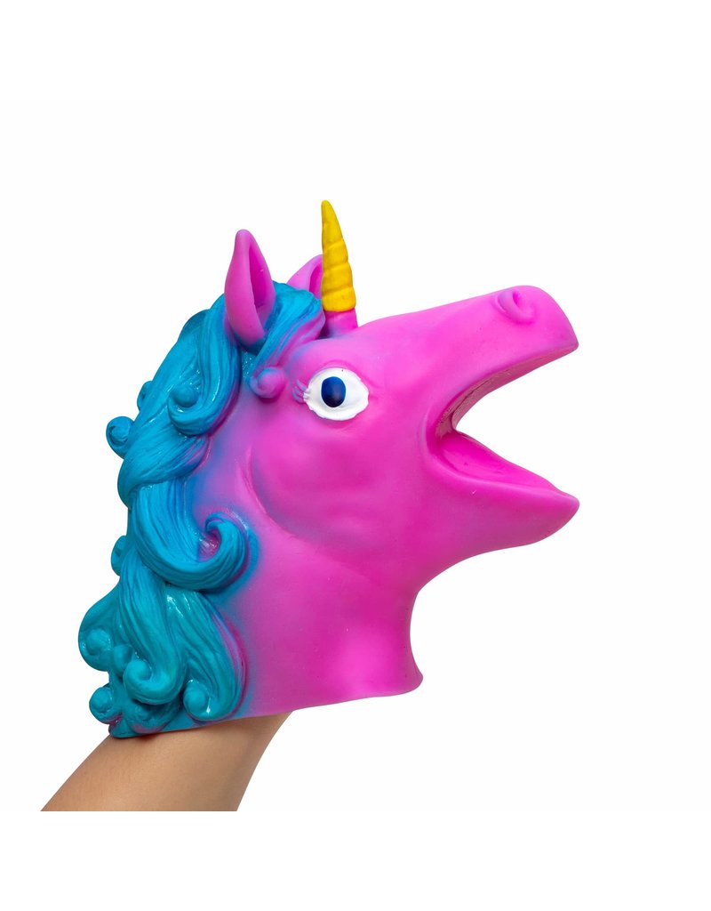 Schylling Toys Novelty Plastic Stretchy Hand Puppet Unicorn