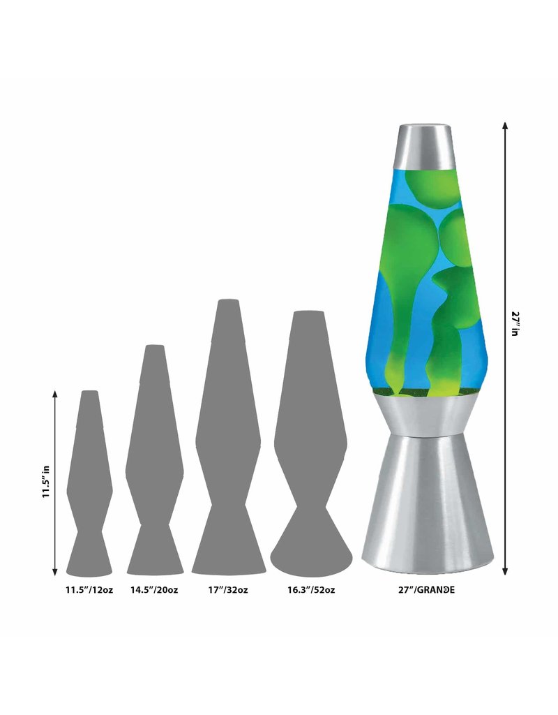 Lava Lite Lava Lamp Grande - Yellow Lava/Blue Liquid/Silver Base - 27"