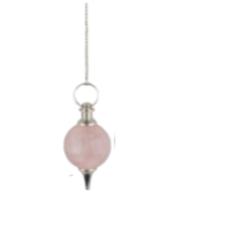 Squire Boone Village Jewelry Pendulum - Rose Quartz Ball with Silver Plated Copper Decorations