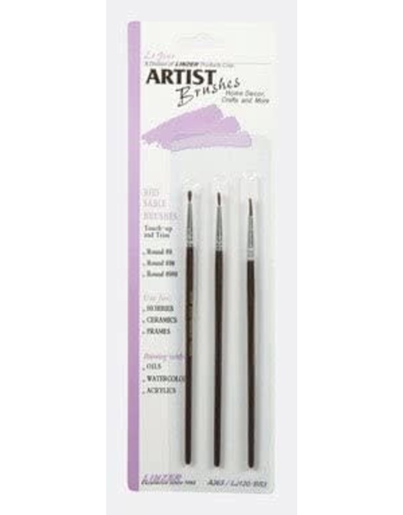 Lejour Art Supplies Red Sable Artist Brush Set (3 Pack)