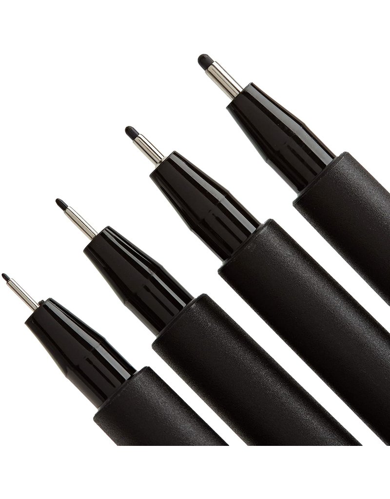 Faber-Castell Art Supplies Pitt Artist Pens - Black (199) Fineliner Set of 4 (XS, S, F, and M Nibs)
