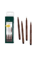 Faber-Castell Art Supplies Pitt Artist Pens - Dark Sepia (175) Pen Set of 4 (XS, F,  M, and B Nibs)