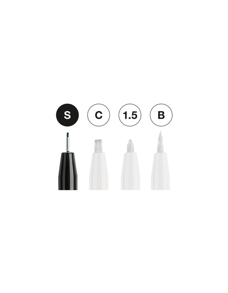Faber-Castell Art Supplies Pitt Artist Pens - Black and White (Set of 4)