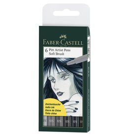 Faber-Castell Art Supplies Pitt Artist Pens - Soft Brush (SB) Nib - Shades of Grey (Set of 6)