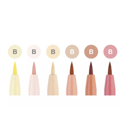 Faber-Castell Art Supplies Pitt Artist Pens - Brush (B) Nib - Light Skin Color 6-Pack (103, 114, 116, 131, 132, 189)