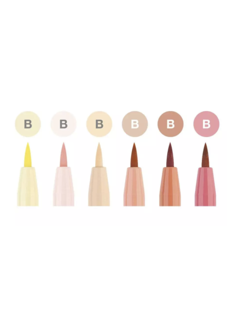 Faber-Castell Art Supplies Pitt Artist Pens - Brush (B) Nib - Light Skin Color 6-Pack (103, 114, 116, 131, 132, 189)