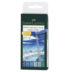Faber-Castell Art Supplies Pitt Artist Pens - Brush (B) Nib - Shades of Blue (Set of 6)