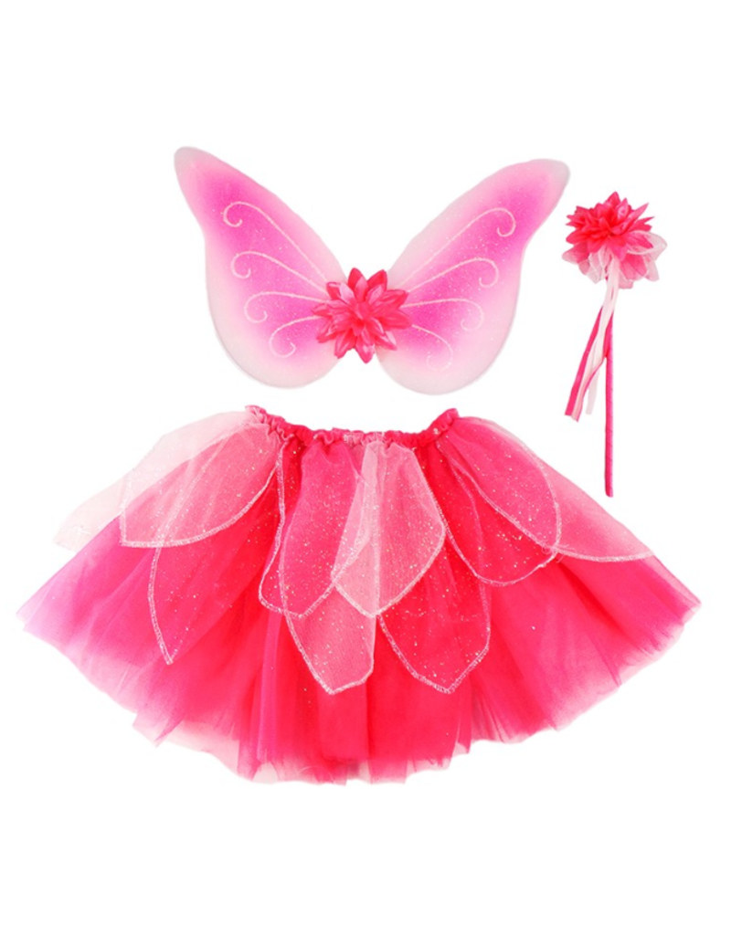 Creative Education (Great Pretenders) Costume Pink Fancy Flutter Skirt with Wings and Wand (Size 4-6)