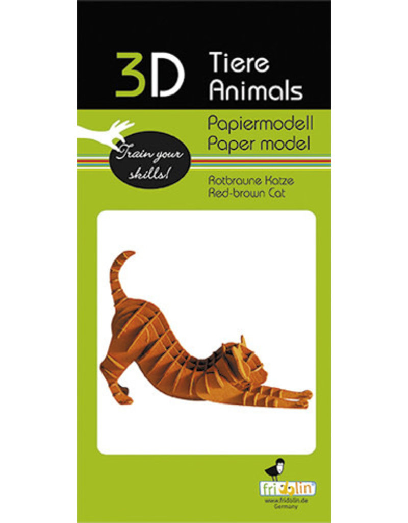 Fridolin Craft 3D Paper Model Red-Brown Cat
