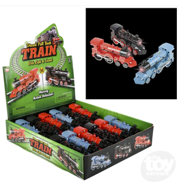 The toy network Die-cast Pullback Steam Locomotive Train with Lights and Sounds (Colors Vary; Sold Individually)