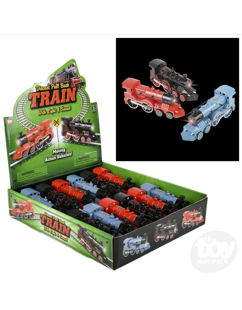 The toy network Die-cast Pullback Steam Locomotive Train with Lights and Sounds (Colors Vary; Sold Individually)